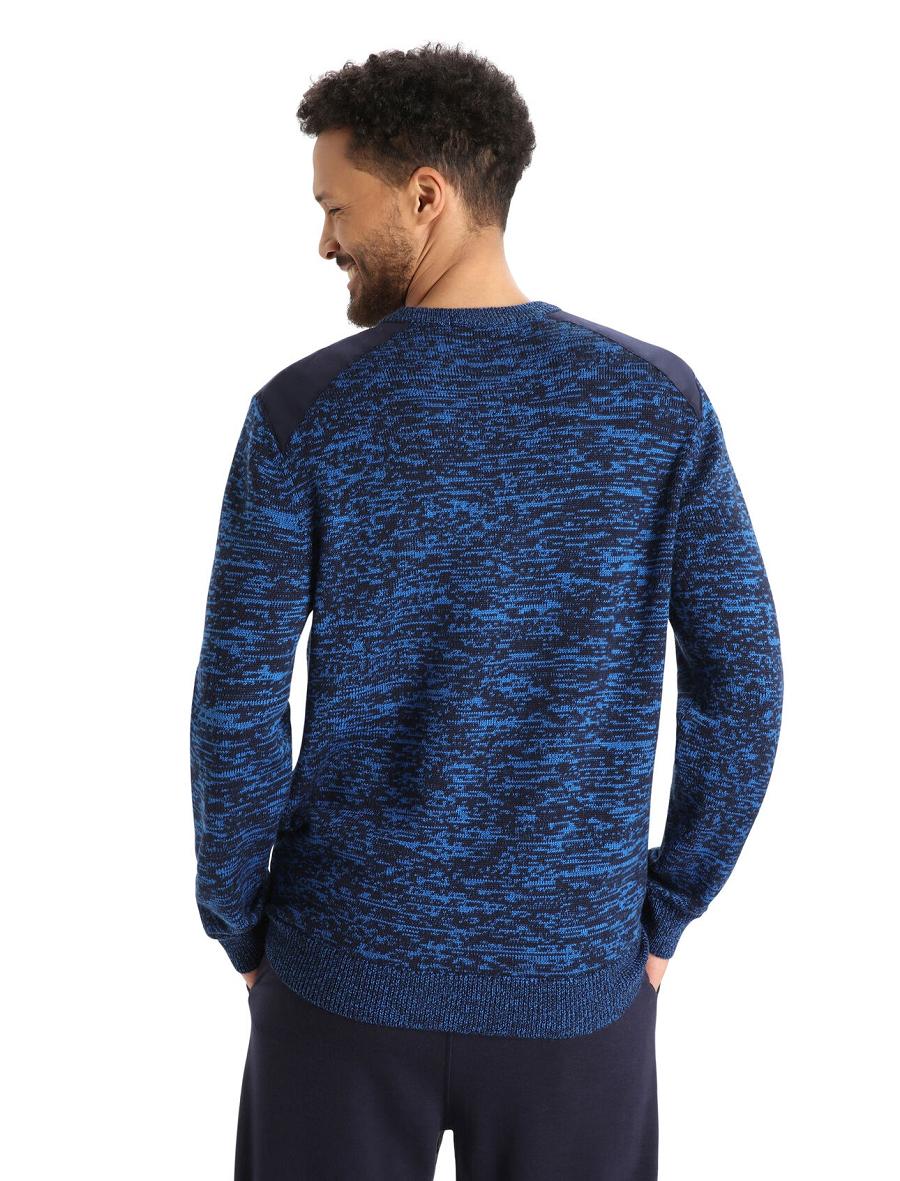 Midnight Navy / Lazurite Icebreaker Merino Barein Crewe Men's Sweaters | AU 1218ZUTG